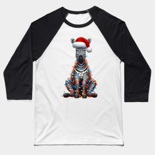 Zebra Wrapped In Christmas Lights Baseball T-Shirt